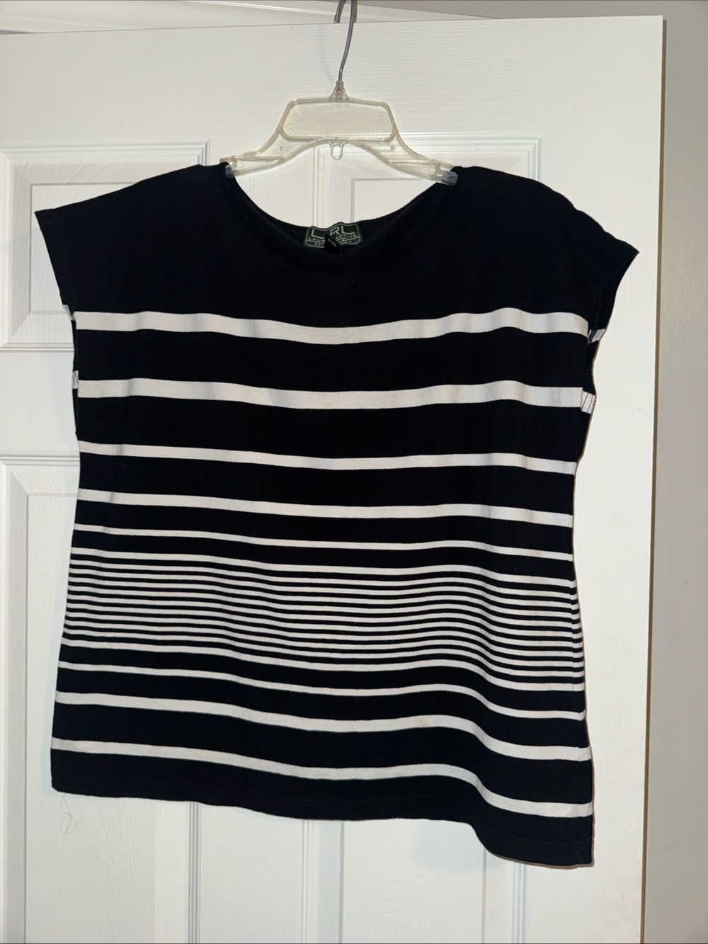 Ralph Lauren Navy and White Striped Short Sleeve Tee